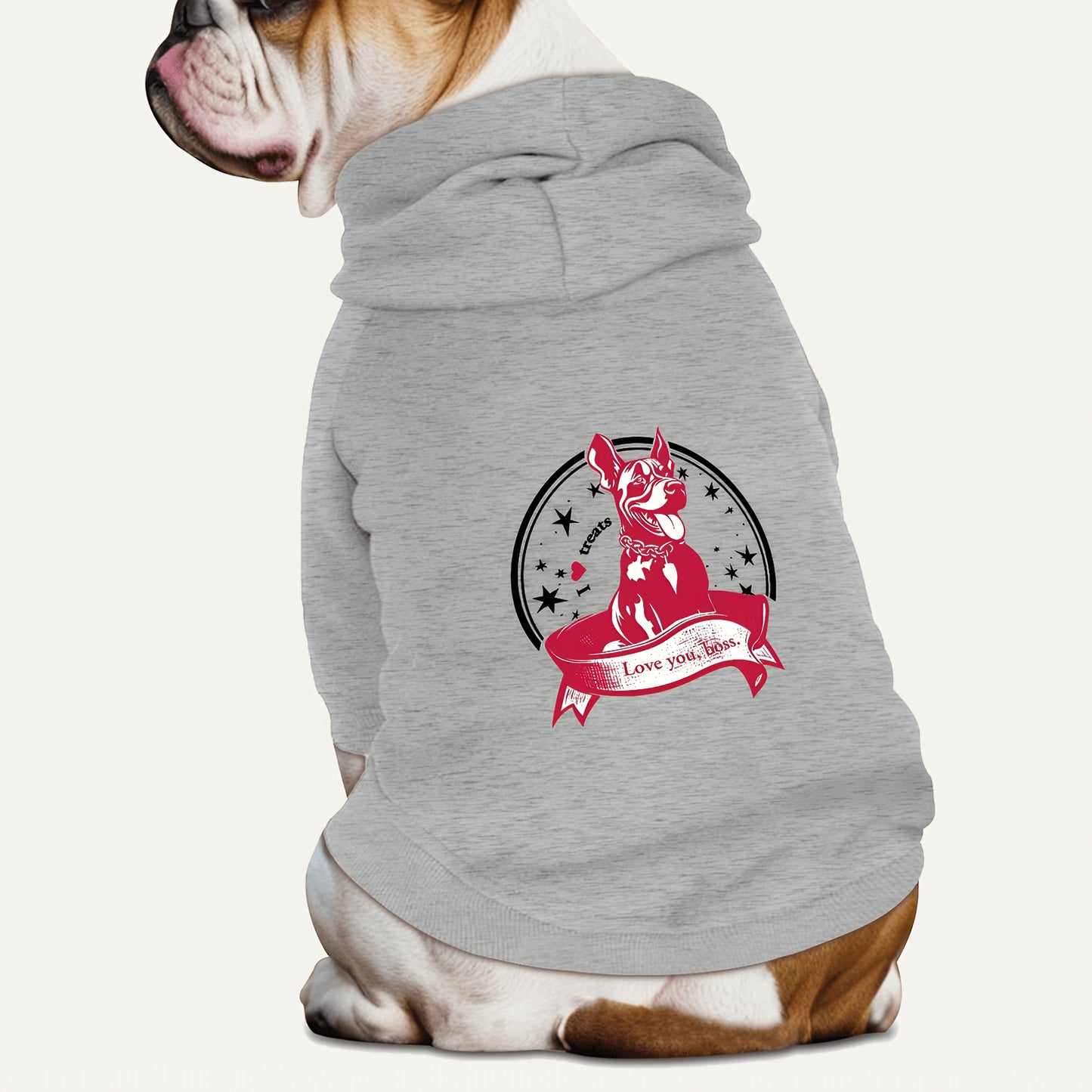 Dog fleece hoodie [Love you, boss.]
