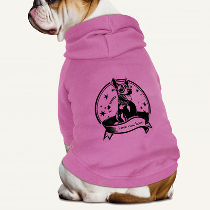 Dog fleece hoodie [Love you, boss. Black]
